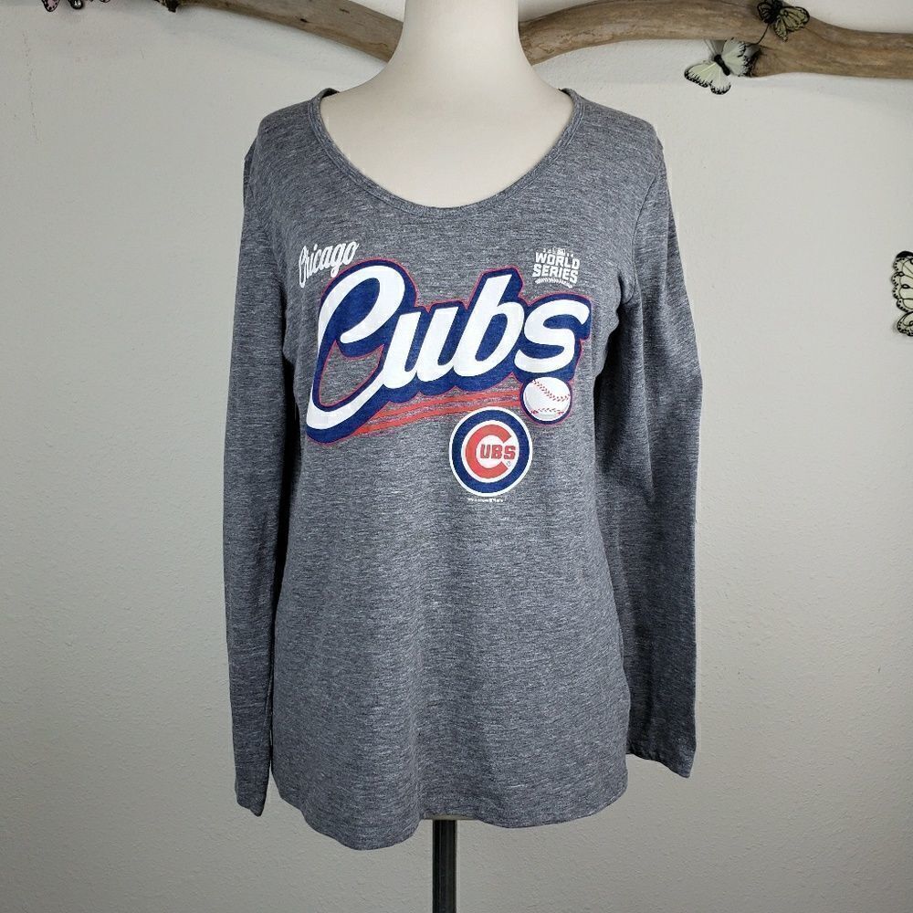 Genuine Chicago Cubs gray boatneck long sleeve tee